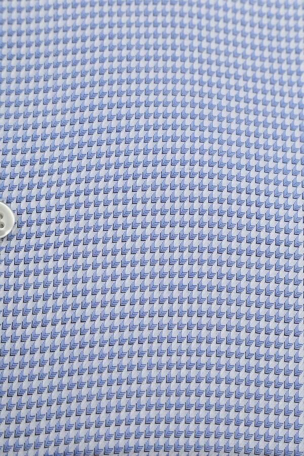 Suitable Overhemd Lange Mouw Overhemd Dubbel Manchet Print Blauw - Foto 3