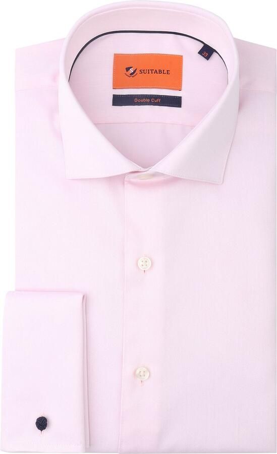Suitable Overhemd Lange Mouw Overhemd Dubbel Manchet Roze