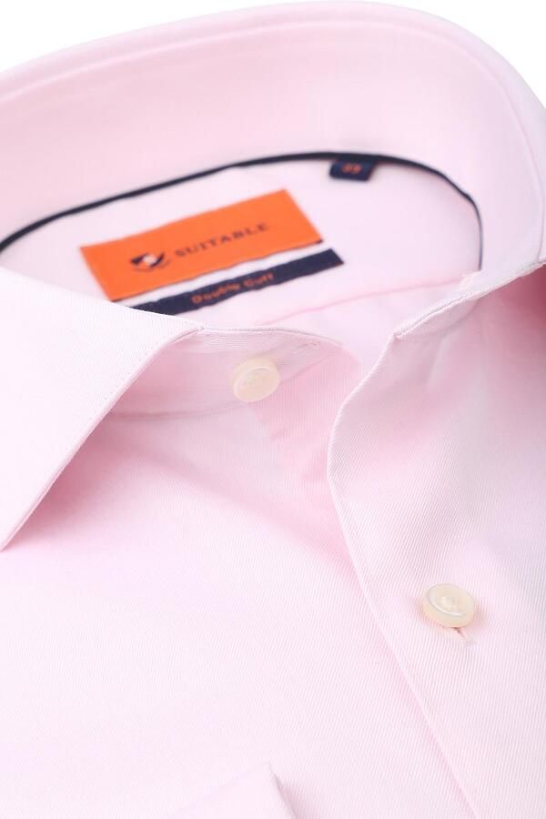 Suitable Overhemd Lange Mouw Overhemd Dubbel Manchet Roze - Foto 3