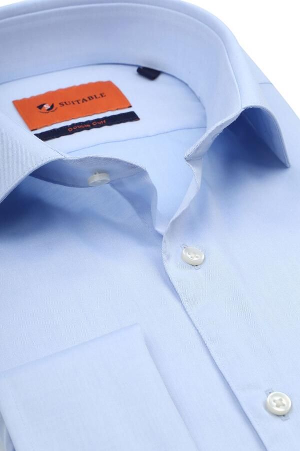 Suitable Overhemd Dubbelmanchet Blauw - Foto 4