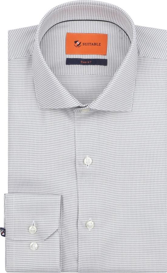 Suitable Overhemd Extra Lange Mouwen Print Taupe
