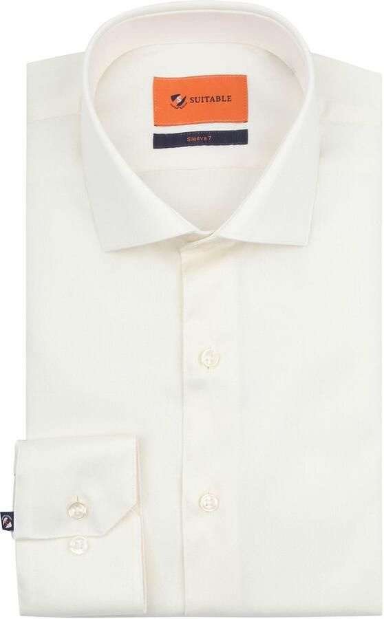 Suitable Overhemd Extra Lange Mouwen Twill Ecru