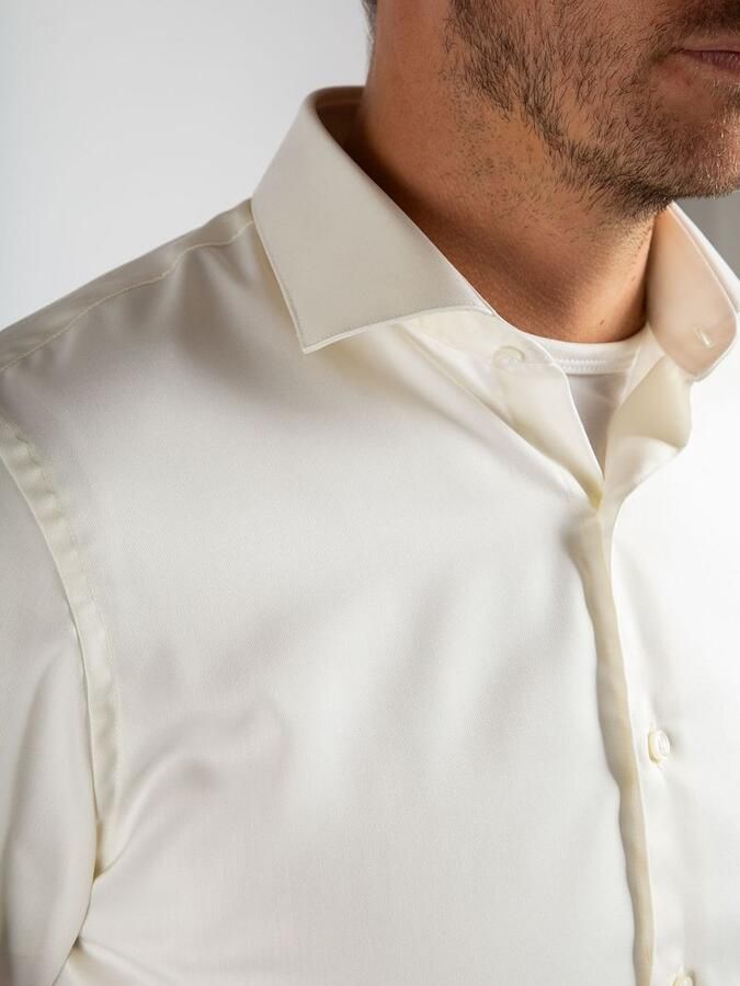 Suitable Overhemd Extra Lange Mouwen Twill Ecru - Foto 2