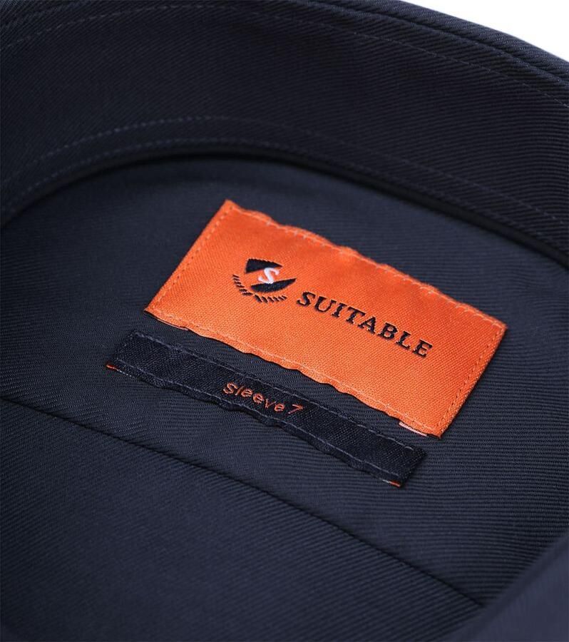 Suitable Overhemd Extra Lange Mouwen Twill Navy - Foto 2