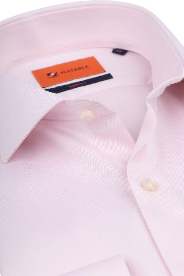Suitable Overhemd Extra Lange Mouwen Twill Roze - Foto 5