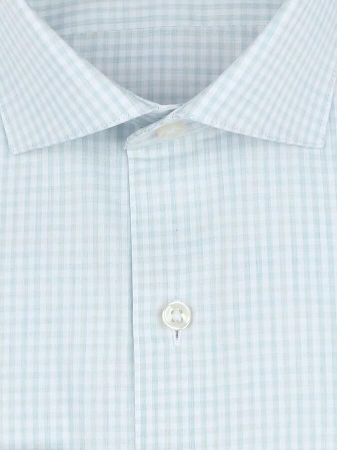 Suitable Overhemd Extra Lange Mouwen Twill Ruit Lichtgroen - Foto 2