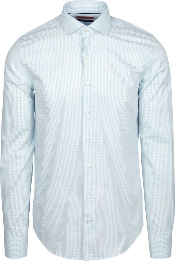Suitable Overhemd Extra Lange Mouwen Twill Ruit Lichtgroen - Foto 3