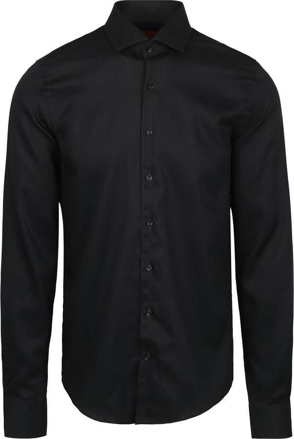 Suitable Overhemd Extra Lange Mouwen Twill Zwart - Foto 4