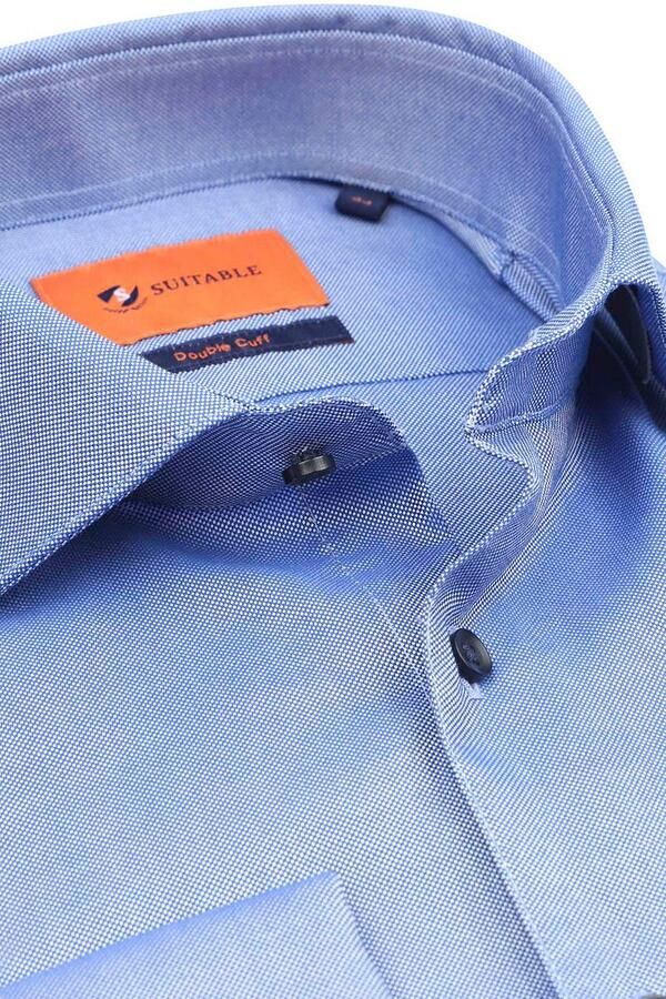 Suitable Overhemd Lange Mouw Overhemd Fijne Ruit Blauw DM22-01 - Foto 2