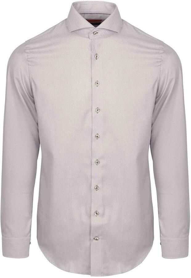 Suitable Overhemd Lange Mouw Overhemd Jacquard Luxe Beige - Foto 4