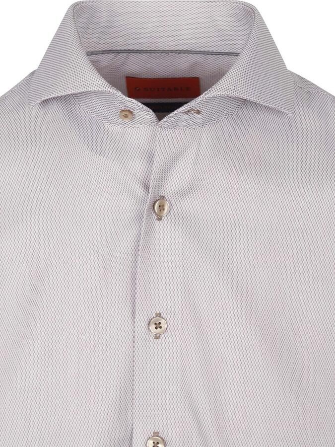 Suitable Overhemd Lange Mouw Overhemd Jacquard Luxe Beige - Foto 3