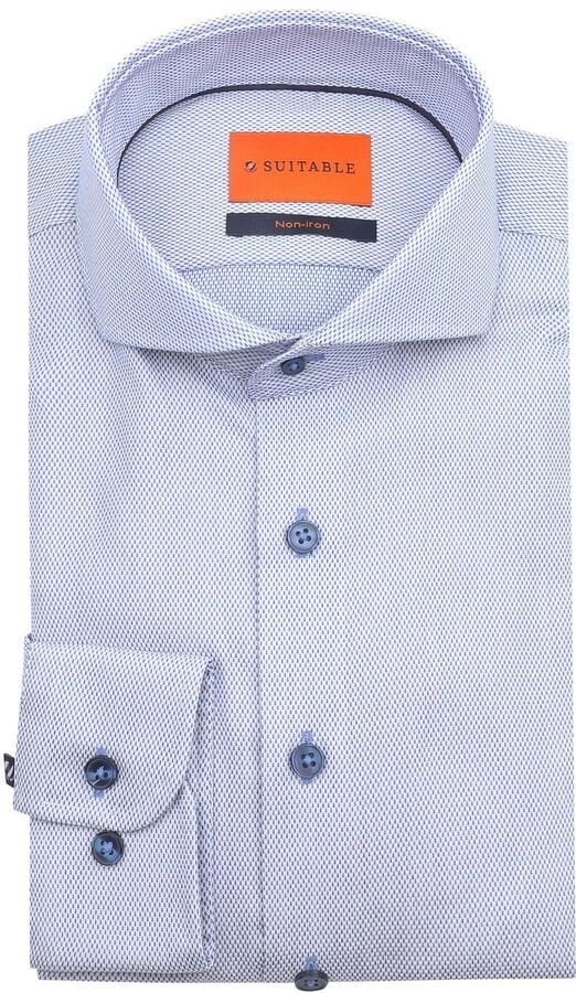 Suitable Overhemd Lange Mouw Overhemd Jacquard Luxe Blauw