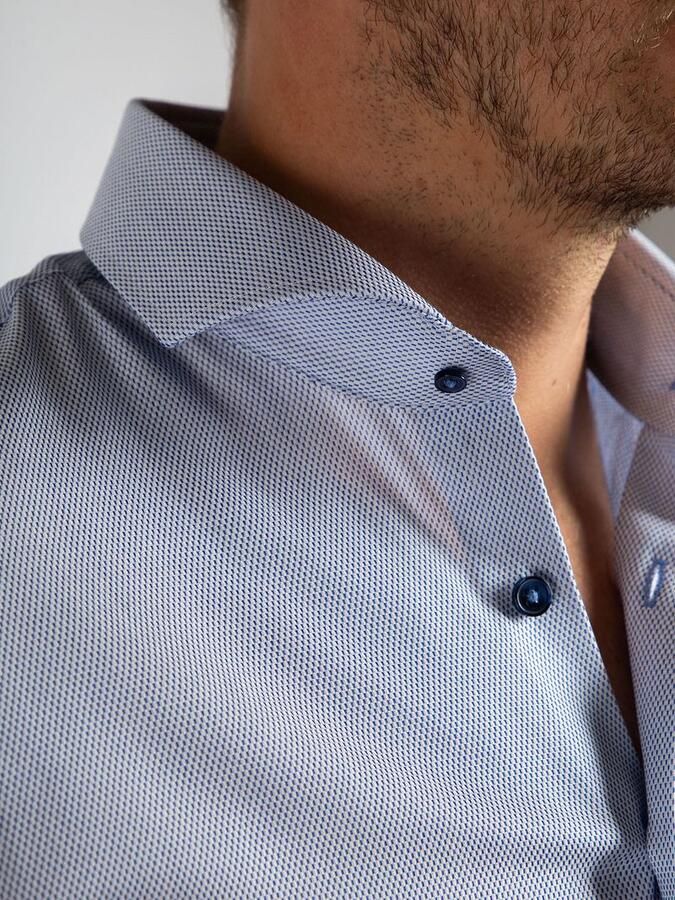 Suitable Overhemd Lange Mouw Overhemd Jacquard Luxe Blauw - Foto 2