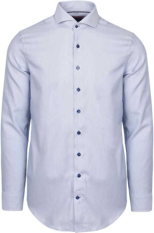 Suitable Overhemd Lange Mouw Overhemd Jacquard Luxe Blauw - Foto 4