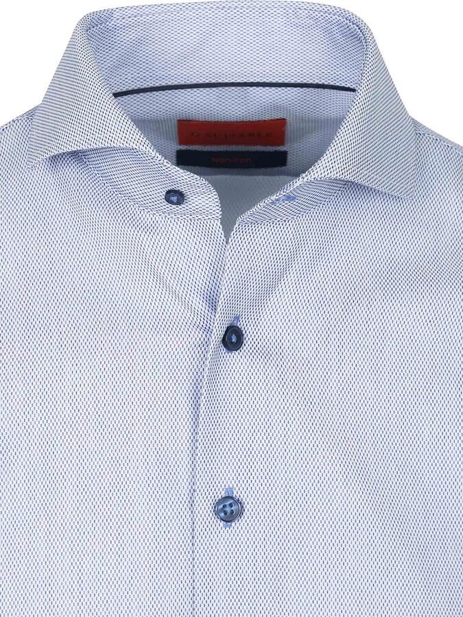Suitable Overhemd Lange Mouw Overhemd Jacquard Luxe Blauw - Foto 3