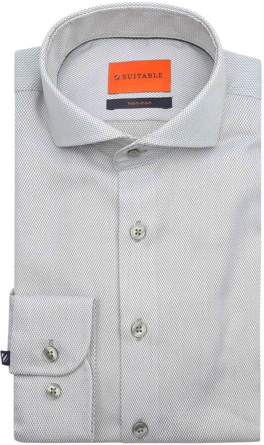 Suitable Overhemd Lange Mouw Overhemd Jacquard Luxe Groen