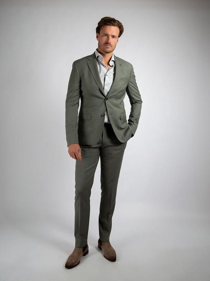 Suitable Overhemd Lange Mouw Overhemd Jacquard Luxe Groen - Foto 3