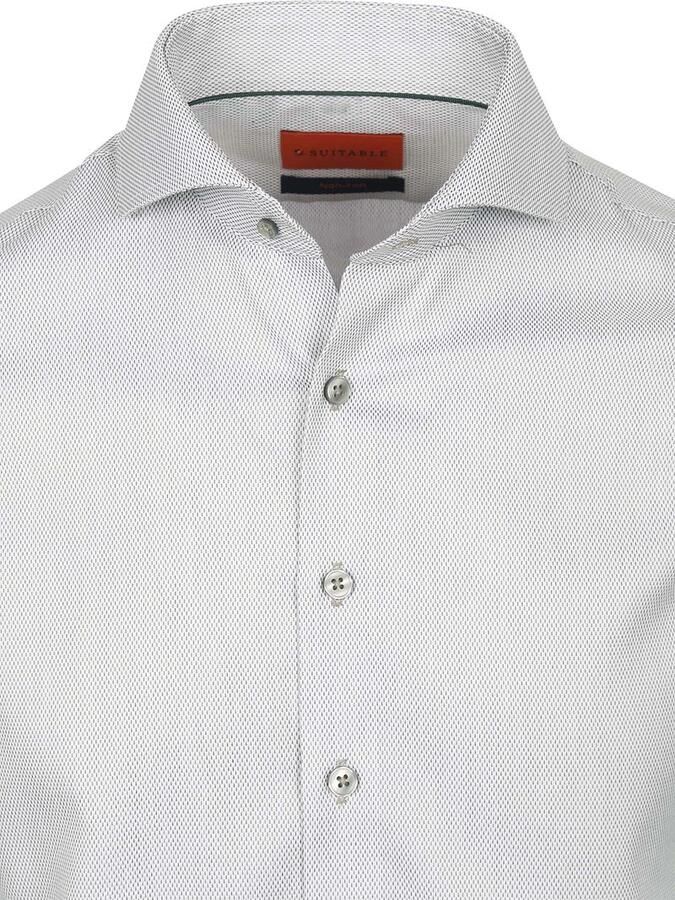 Suitable Overhemd Lange Mouw Overhemd Jacquard Luxe Groen - Foto 4