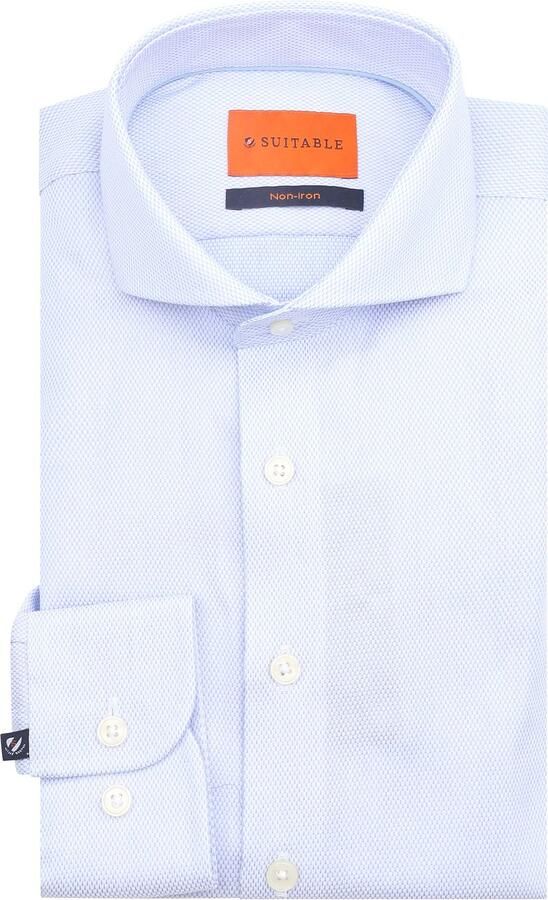 Suitable Overhemd Lange Mouw Overhemd Jacquard Luxe Lichtblauw