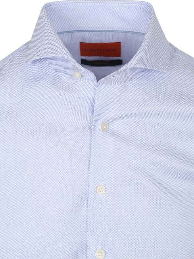 Suitable Overhemd Lange Mouw Overhemd Jacquard Luxe Lichtblauw - Foto 4