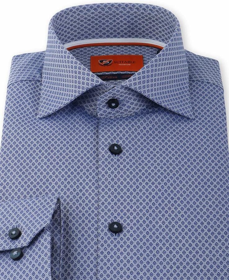 Suitable Overhemd Kobalt Print 61-07