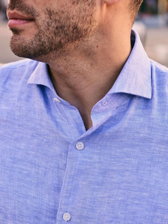 Suitable Overhemd Linnen Mid Blue - Foto 2