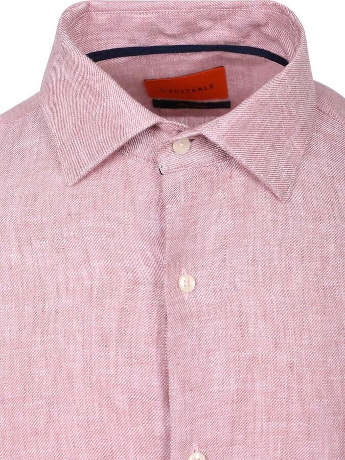 Suitable Overhemd Lange Mouw Overhemd Linnen Roze - Foto 4