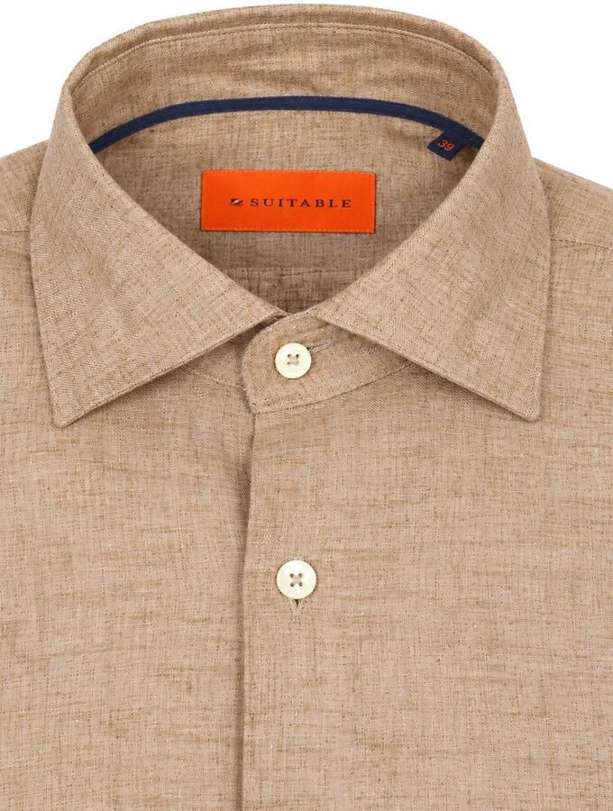 Suitable Overhemd Lange Mouw Overhemd Melange Camel