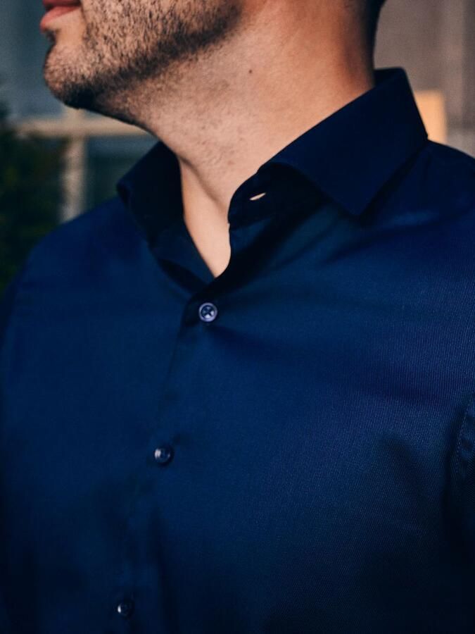 Suitable Overhemd Navy Blauw Twill DR-05 - Foto 3