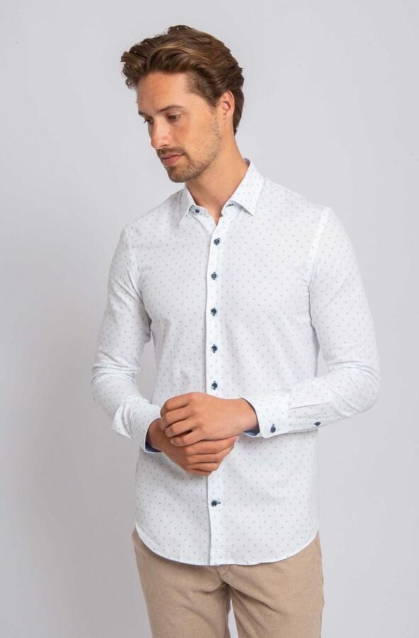 Suitable Overhemd Oxford Print Wit - Foto 3