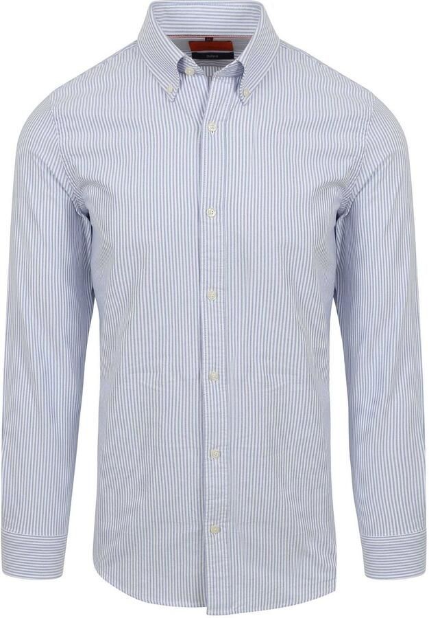 Suitable Overhemd Lange Mouw Overhemd Oxford Strepen Lichtblauw
