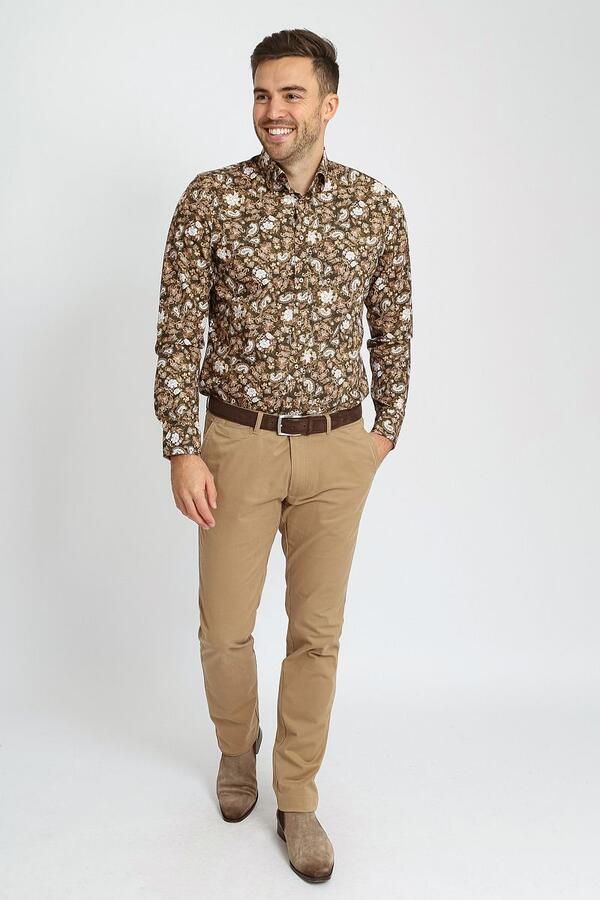 Suitable Overhemd Paisley Groen Beige - Foto 4