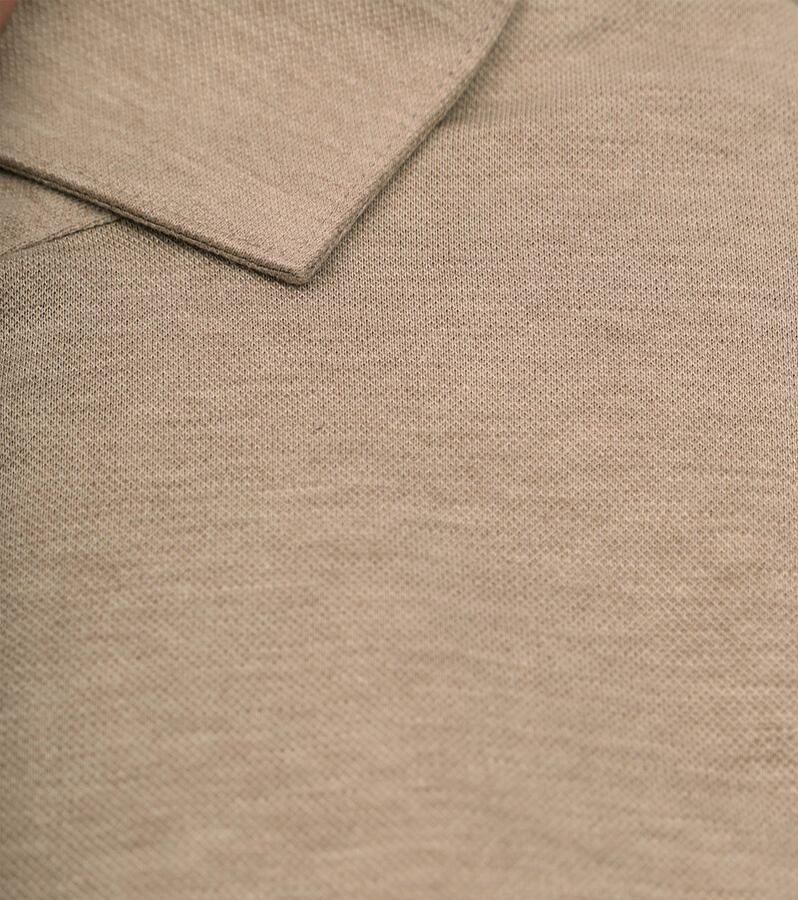 Suitable Overhemd Lange Mouw Overhemd Pique Beige - Foto 2