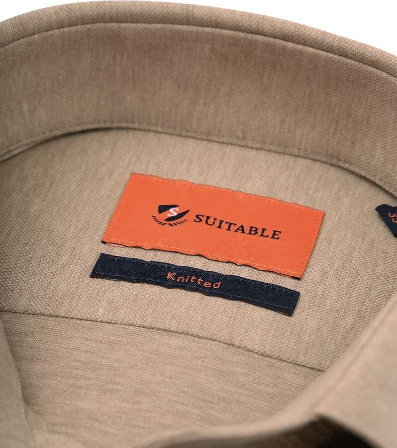 Suitable Overhemd Lange Mouw Overhemd Pique Beige - Foto 3
