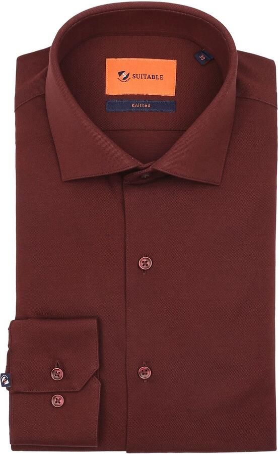 Suitable Overhemd Lange Mouw Overhemd Pique Bordeaux