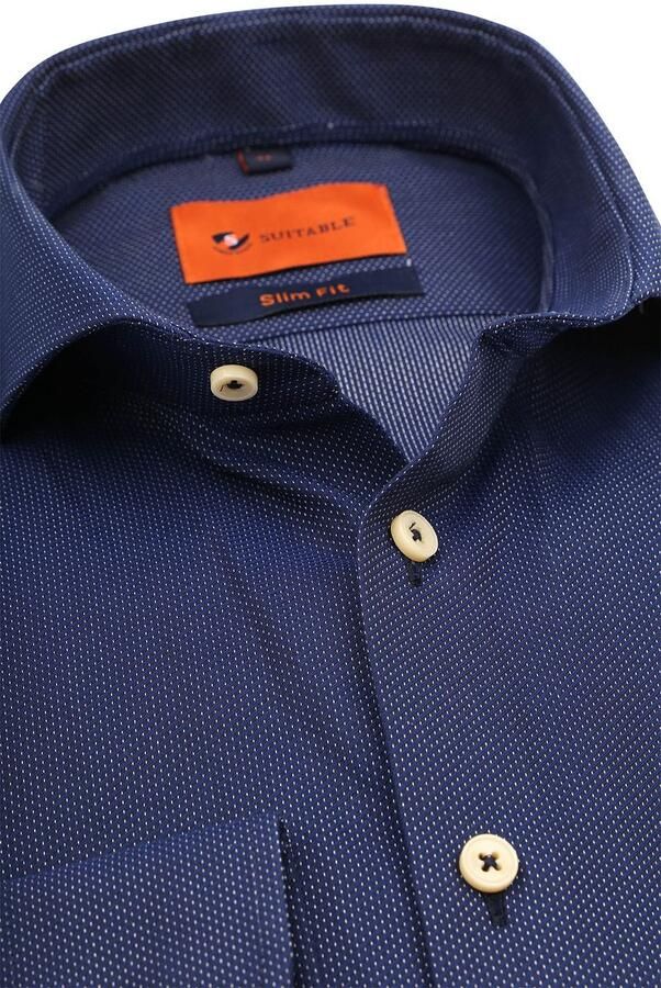 Suitable Overhemd Lange Mouw Overhemd Point Navy - Foto 2
