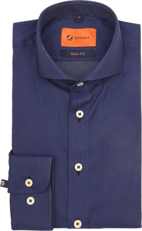Suitable Overhemd Lange Mouw Overhemd Point Navy - Foto 1