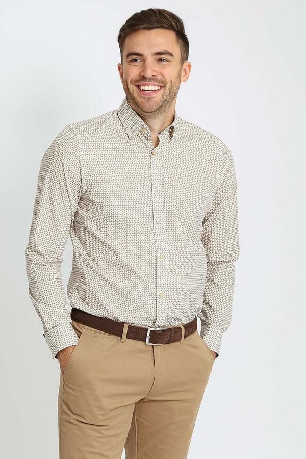 Suitable Overhemd Print Beige - Foto 3