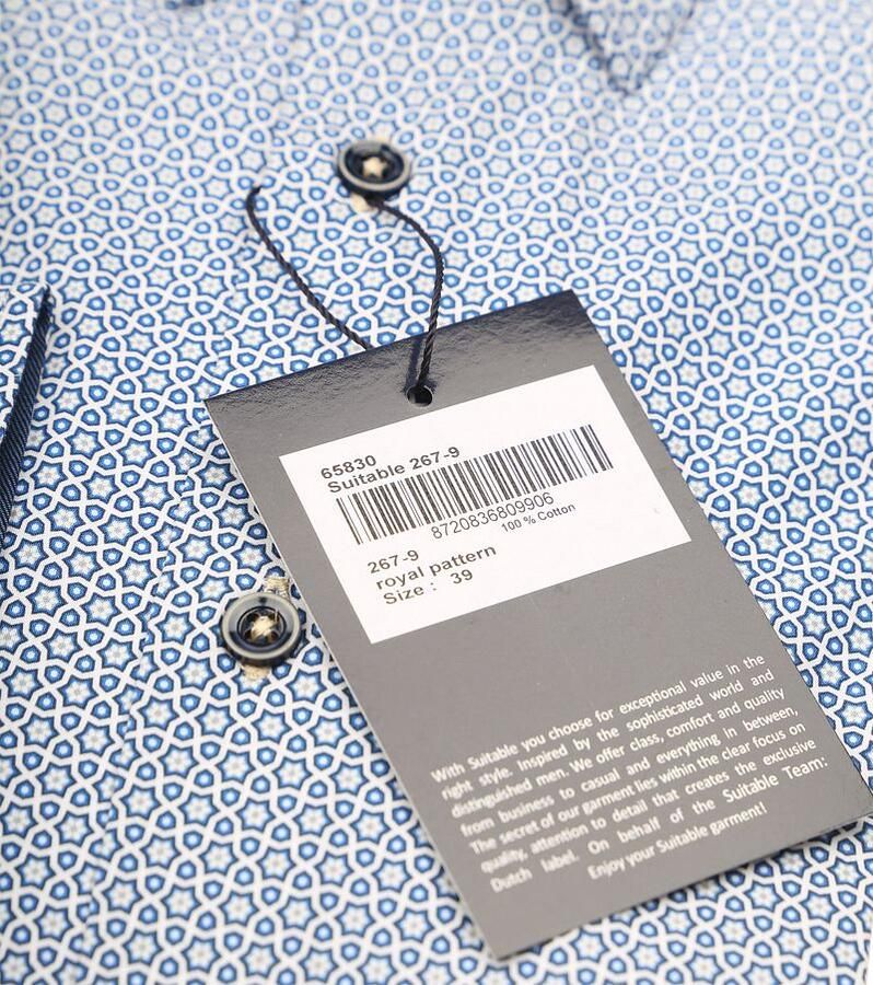 Suitable Overhemd Print Bloemen Blauw 267-9 - Foto 3
