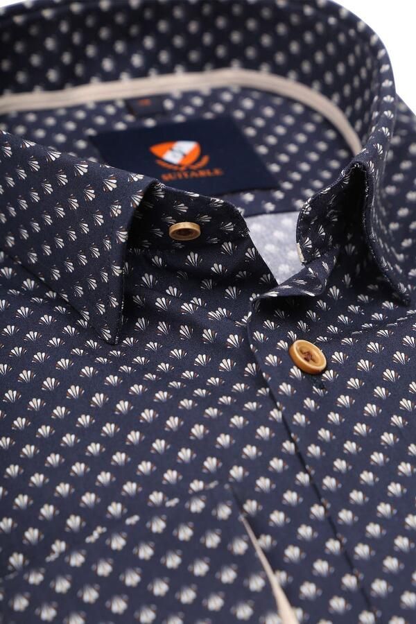 Suitable Overhemd Print Donkerblauw 267-10 - Foto 4