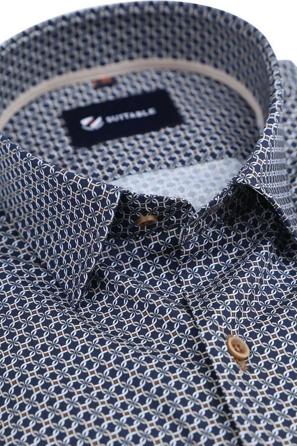 Suitable Overhemd Print Donkerblauw - Foto 2