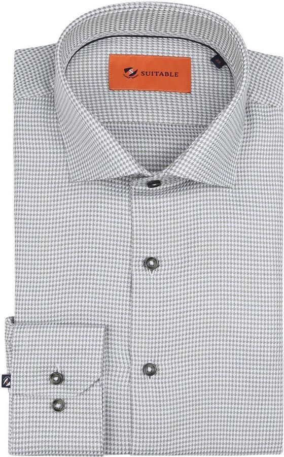 Suitable Overhemd Lange Mouw Overhemd Print Groen - Foto 3