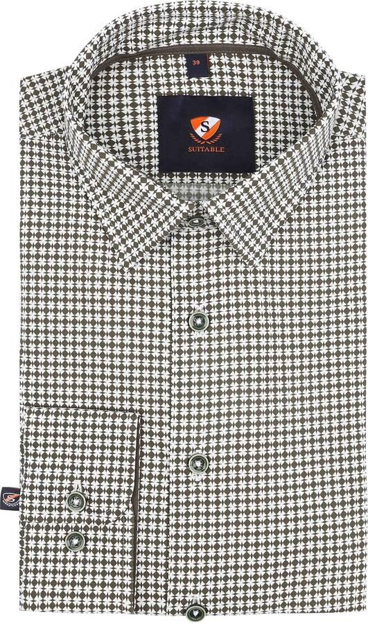 Suitable Overhemd Lange Mouw Overhemd Print Groen