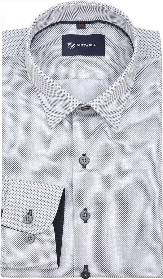 Suitable Overhemd Print Sand Navy