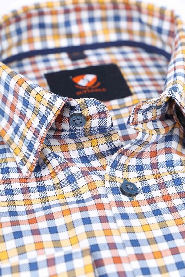 Suitable Overhemd Lange Mouw Overhemd Rood Gele Ruiten - Foto 2