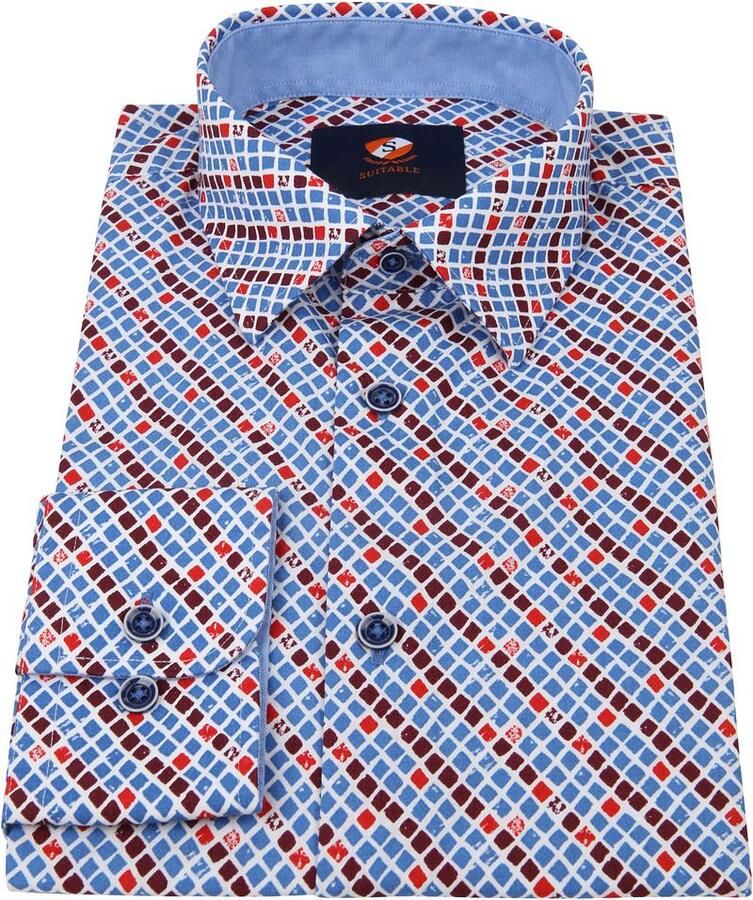Suitable Overhemd Ruit Blauw Rood - Foto 2