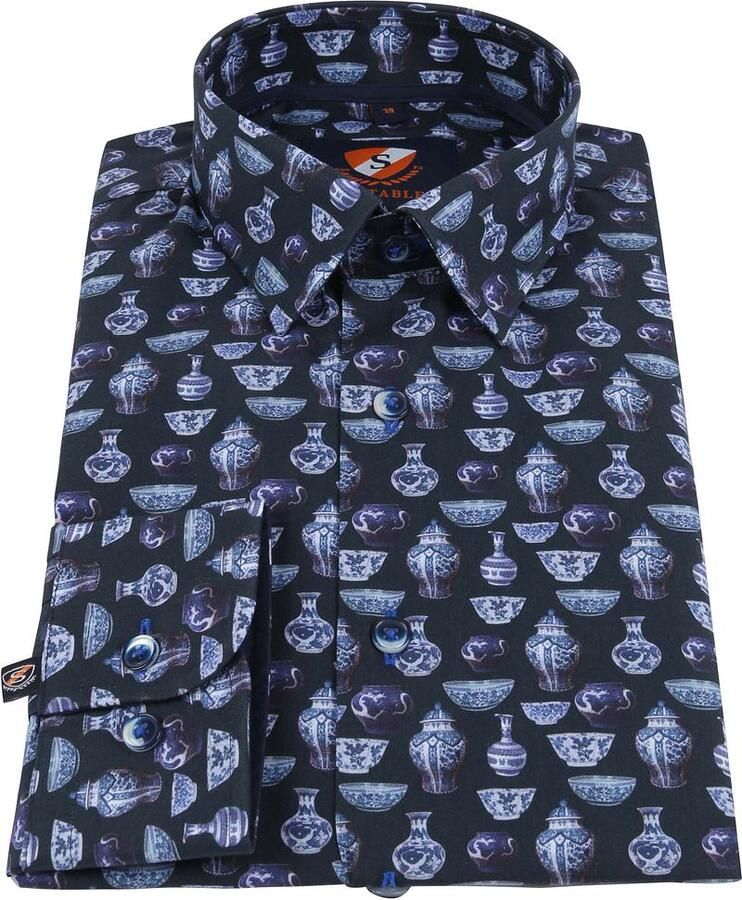 Suitable Overhemd Smart China Donkerblauw