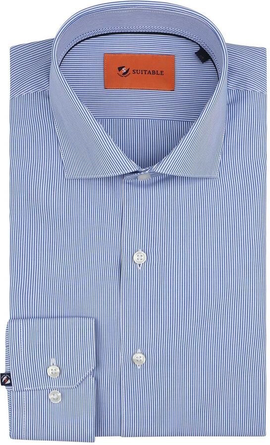 Suitable Overhemd Lange Mouw Overhemd Strepen Blauw - Foto 1