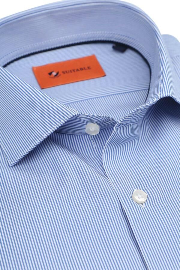 Suitable Overhemd Lange Mouw Overhemd Strepen Blauw - Foto 2