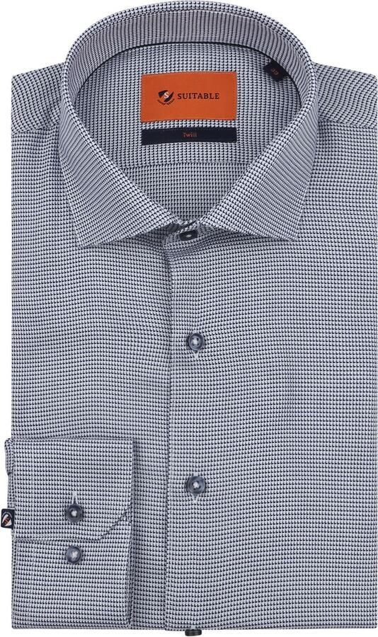 Suitable Overhemd Lange Mouw Overhemd Triangle Navy - Foto 3